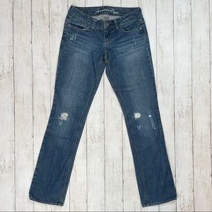 AEO 77 Straight Distressed Jeans Size 2 Reg O1